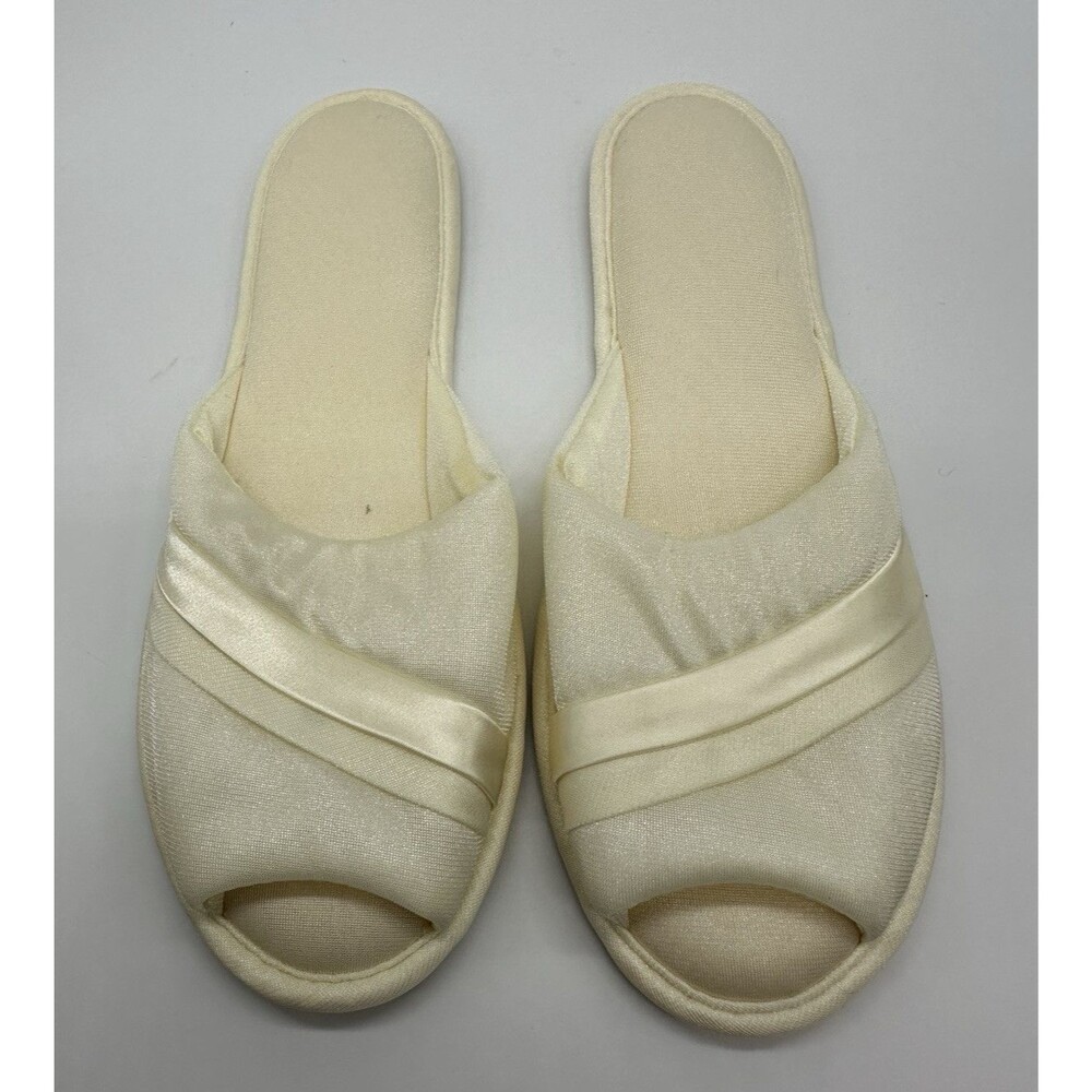 Vintage Cream Colored Madye's Glamour Skuffs Slippers Womens Sz M 6.5 - 7.5 USA
